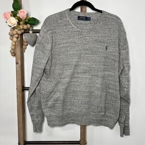 Polo Ralph Lauren Crew Neck Long Sleeve Gray Sweater Size Medium